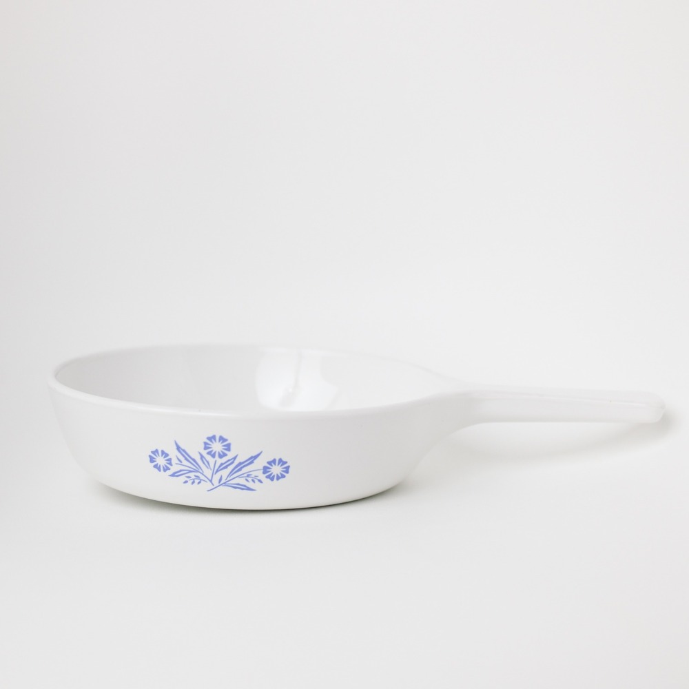 Vintage Corning Ware Skillet P-83-B Cornflower Blue 6.5 Inch White USA Retro